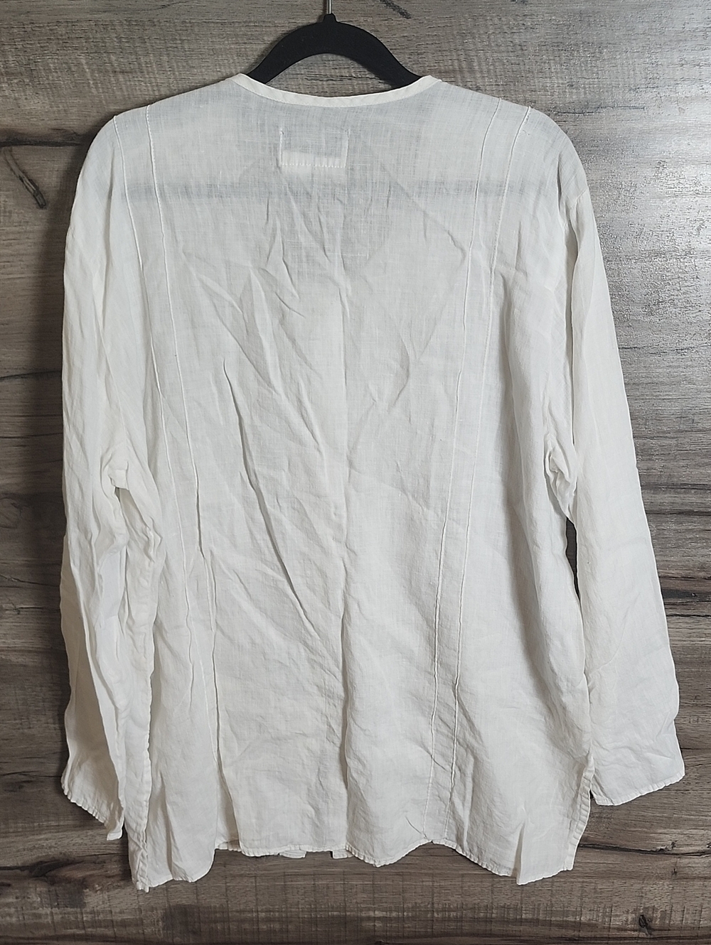 Flax Linen Button Down Tunic In White - Picture 7 of 7